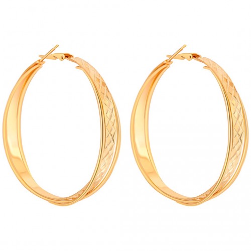 Boucles d'oreilles TIVOSA Gold Créoles ajourées Ethnique amérindien natif Doré à l'or fin