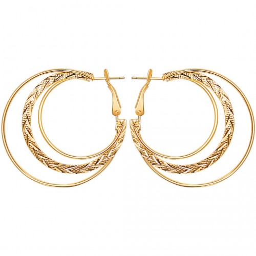 Boucles d'oreilles ARROWA Gold Créoles ajourées Ethnique amérindien natif Doré Laiton doré à l'or fin