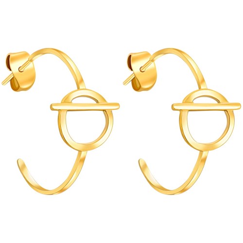 Boucles d'oreilles JUPITER Gold Créoles ajourées Geométrique Doré Acier inoxydable doré à l'or fin