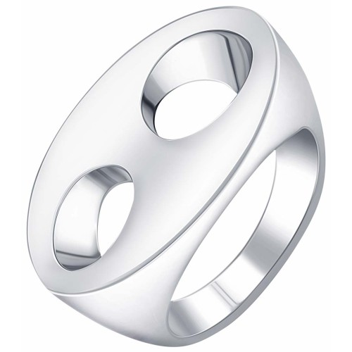 Bague COFFEA Silver Chevalière pleine Grain de café Argent Rhodium