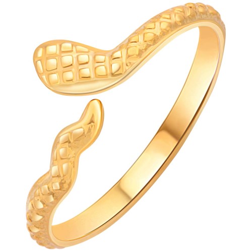 Bague SNARE Gold Jonc réglable flexible Serpent Doré Acier inoxydable doré à l'or fin