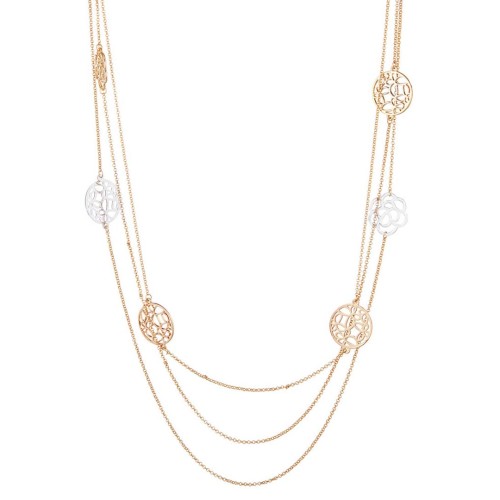 Collier LIANOR STEEL All Gold multirangs symbole floral Argent Doré Rosé Acier inoxydable doré à l'or fin