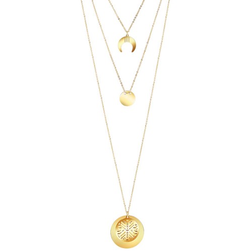 Collier EPSY Gold multirangs symbole ethnique Doré Acier inoxydable doré à l'or fin