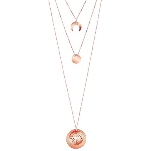 Collier EPSY Rose Gold multirangs symbole ethnique Rosé Acier inoxydable doré à l'or fin rosé