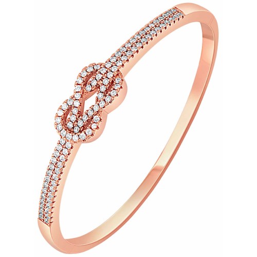 Bracelet NODELA White & Rose Gold Jonc rigide pavé Nœud marin Rosé et Blanc Laiton doré à l'or fin rosé Cristal