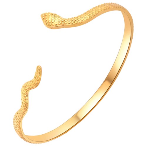 Bracelet SNARE Gold Jonc réglable flexible rigide multirangs Serpent Doré Acier inoxydable doré à l'or fin