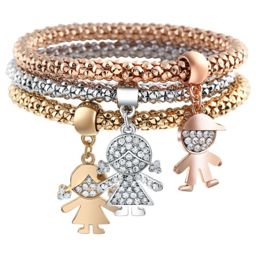 Bracelet ALL CHILDS All Gold Jeu de 3 bracelets symbole enfants Argent Doré Rosé Rhodium Cristal