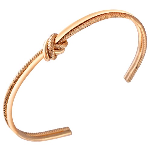 Bracelet GOLDEN ROPE Gold jonc rigide flexible symbole nœud Doré à l'or fin