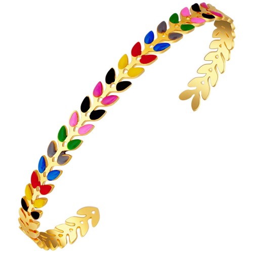 Bracelet NOGUERA Doré et Multicolore Acier inoxydable doré à l'or fin émaux