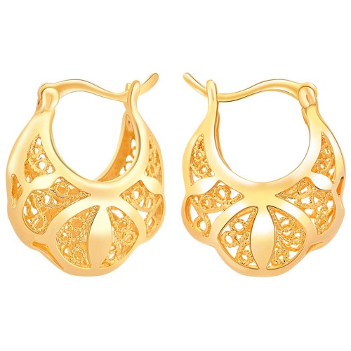 Boucles d'oreilles PHUKET Gold Créoles ajourées Panier Doré Laiton doré à l'or fin