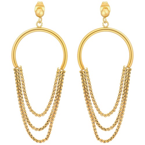 Boucles d'oreilles CAROLINA Gold Pendantes longues ajourées Chainettes Doré Acier inoxydable doré à l'or fin