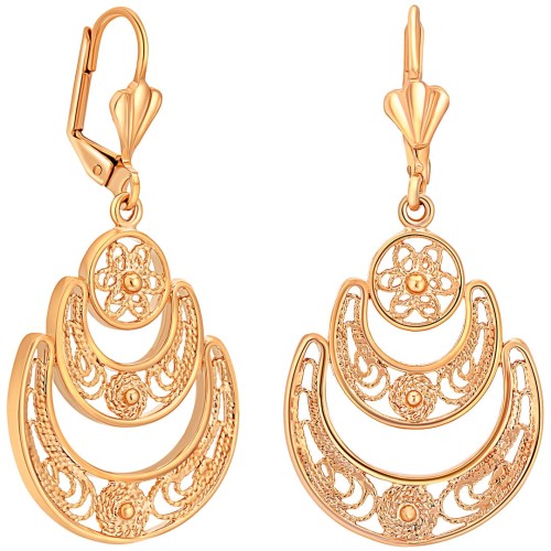 Boucles d'oreilles DOLEA Gold Pendantes ajourées Cordage Doré Laiton doré à l'or fin