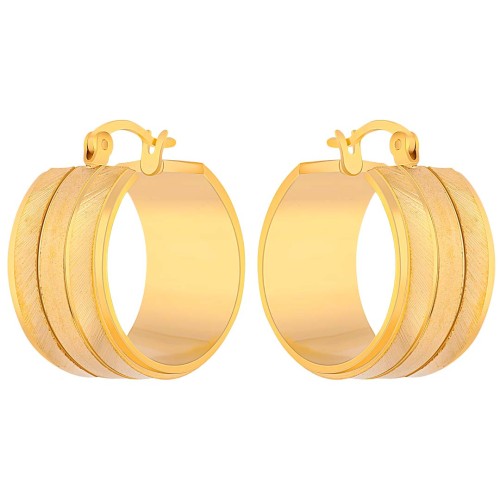 Boucles d'oreilles OKANA Gold Créoles plates Ciselé Doré Laiton doré à l'or fin