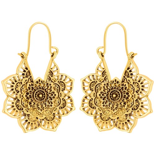 Boucles d'oreilles ALHAMBRINE Gold Créoles ajourées Filigrane floral Doré Laiton doré à l'or fin