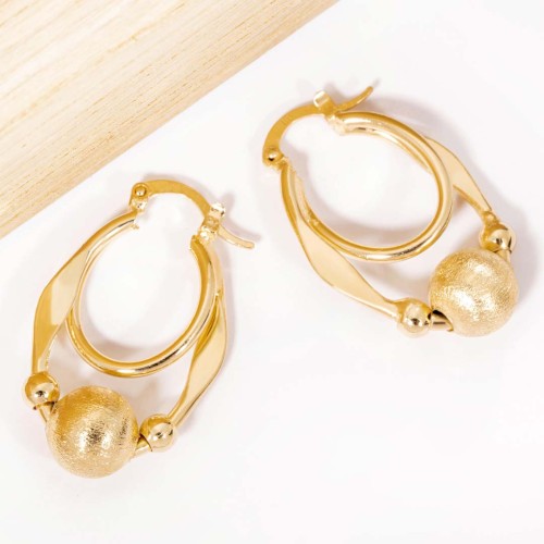 Boucles d'oreilles EOVA Gold Créoles ajourées Doubles créoles à perles Doré Laiton doré à l'or fin