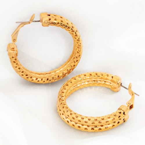 Boucles d'oreilles LORENE DOUBLE Gold Créoles tubes Double tube percé Doré Laiton doré à l'or fin