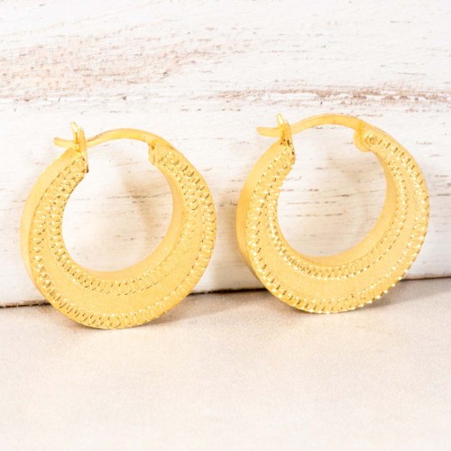 Boucles d'oreilles CESAYA Gold Créoles disques Ciselé Doré Laiton doré à l'or fin