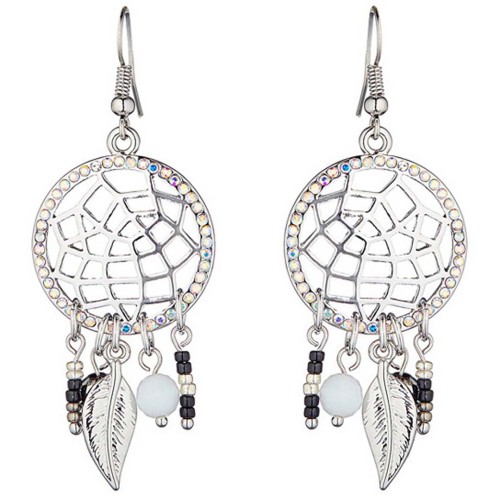 Boucles d'oreilles TAMPA Black & White Silver Argent et Noir et Blanc Rhodium Cristal