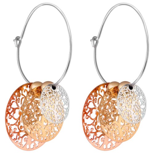 Boucles d'oreilles EVANESCENCE ALL GOLD Argent Doré Rosé Acier inoxydable doré à l'or fin rosé et jaune Pampilles filigranées