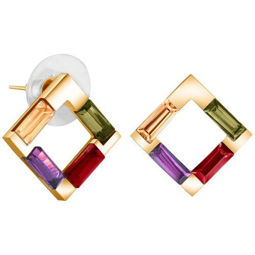 Boucles d'oreilles ROCADA COLOR GOLD Doré et Multicolore Laiton doré à l'or fin Cristal