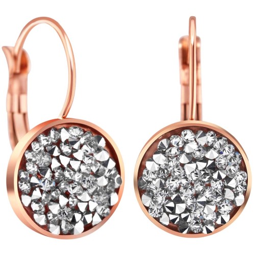 Boucles d'oreilles LIPSO dormeuses Rosé Acier inoxydable doré à l'or fin rosé Cristal