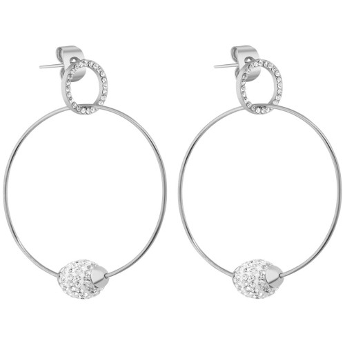 Boucles d'oreilles KALYCE White Silver Argent Acier inoxydable Cristal