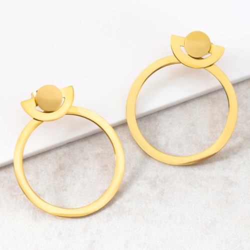 Boucles d'oreilles ONDORE Gold pendantes géométrique minimaliste Doré Acier inoxydable doré à l'or fin