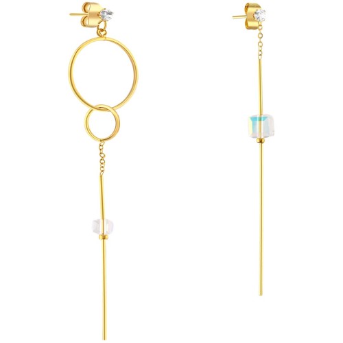 Boucles d'oreilles MARLENE Doré et Blanc Acier inoxydable doré à l'or fin Cristal