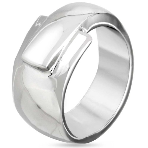 Bague ANERON Silver Jonc plein Ceinture Argenté Rhodium