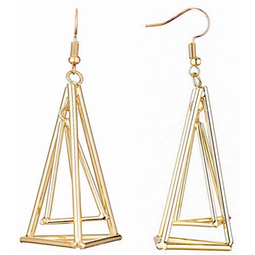 Boucles d'oreilles TRIENA Gold Pendantes ajourées Géométrique Doré Laiton doré à l'or fin