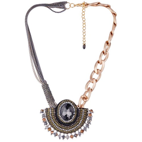 Collier ONOSMAS Grey Gold Ras de cou pendentif Antique ou médiéval Doré et Gris Rhodium Cristal