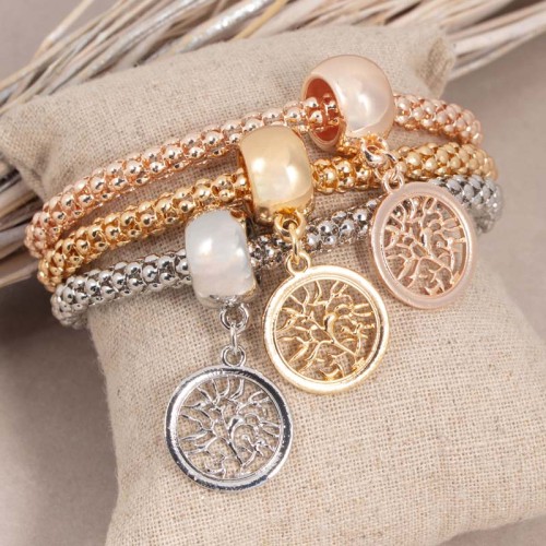 Bracelet EVANESCENCE All Gold Jeu de 3 bracelets Arbre de vie Argenté Doré Rosé Rhodium Cristal