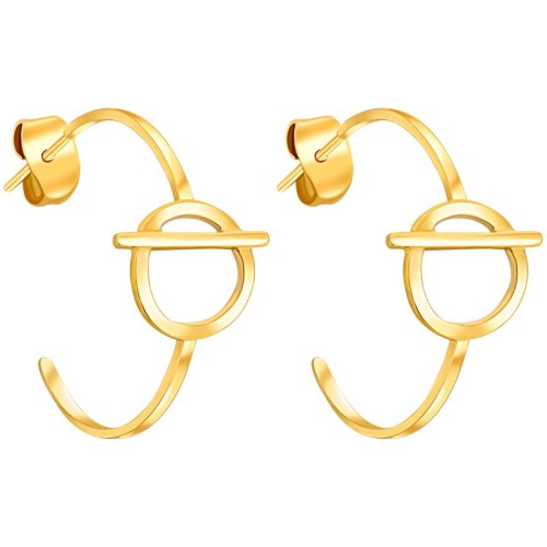 Boucles d'oreilles JUPITER STEEL Gold Créoles ajourées Geométrique Doré Acier inoxydable doré à l'or fin