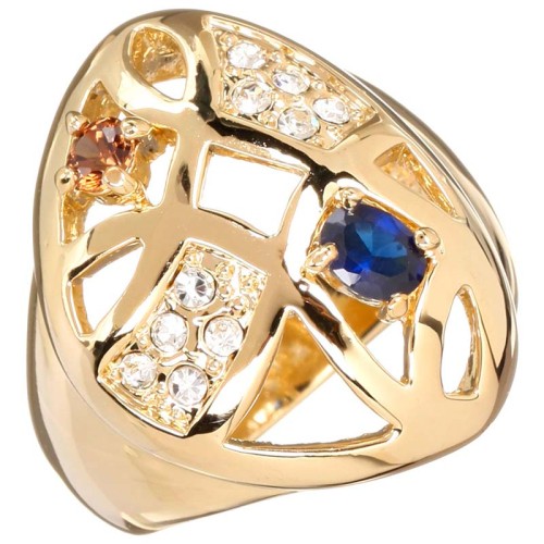 Bague SCANDINA Color Gold Cocktail pavé ajouré Géométrique Doré et Multicolore Laiton doré à l'or fin Cristal