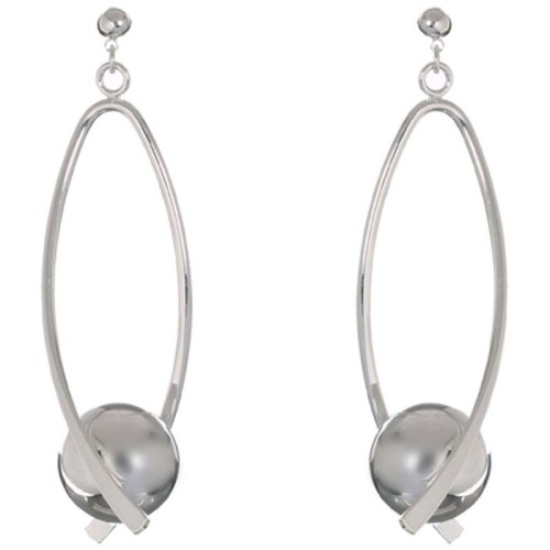 Boucles d'oreilles BALANCIA Silver Pendantes ajourées Balançoire à perle Argenté à l'argent fin