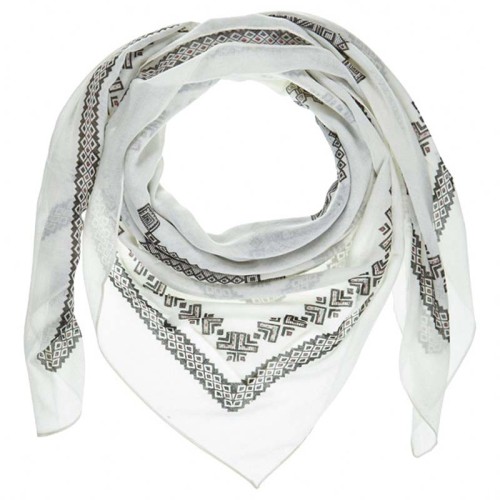 Foulard YOUNG YEARS Black & White grand carré imprimé comme un bandana Noir et Blanc viscose et coton Imprimé sur l'ensemble