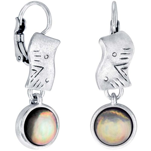 Boucles d'oreilles SHELL ROCKS Silver Pendantes courtes Contemporain Argenté Laiton argenté Nacre