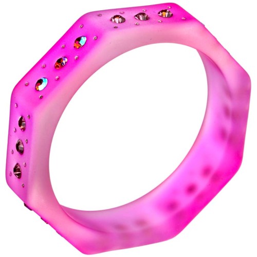 Bracelet TORTISTA Fuchsia Pink Manchette rigide Rivière de cristal Rose PVC Cristal