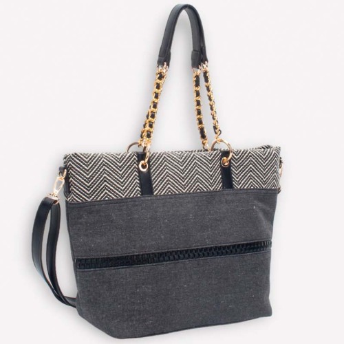 Maroquinerie KAVANO Black Gold Sac cabas Ethnique Doré et Noir Cuir synthétique et Coton Laiton doré