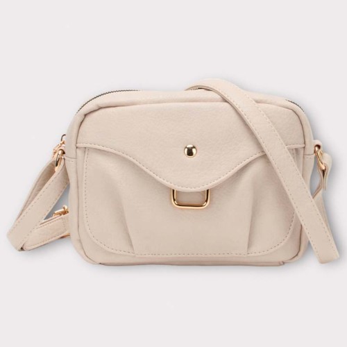 Maroquinerie CRISTINA Off-white Beige Gold Sac bandoulière Bicolore Doré et Crème Cuir synthétique et Coton Laiton argenté