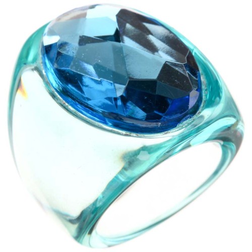 Bague CRISTAROCA Blue Cabochon pavé Contemporain Bleu Résines Cristal