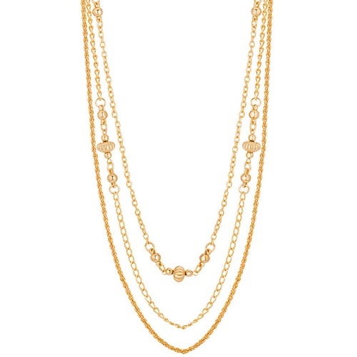 Collier SOLANO Gold Sautoir multirangs chaine souple Mélange de mailles Doré Laiton doré à l'or fin