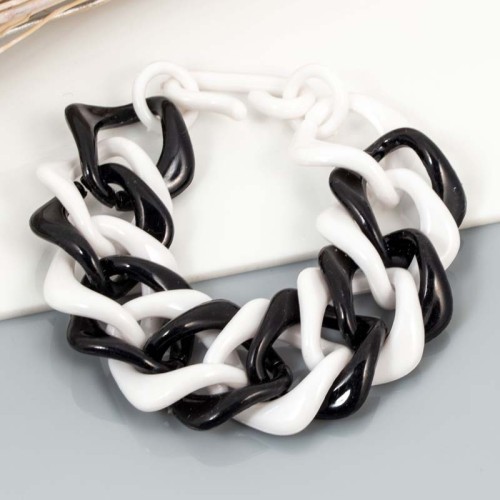 Bracelet ROCK 80'S Black & White Bracelet chaine souple Gourmette Noir et Blanc PVC