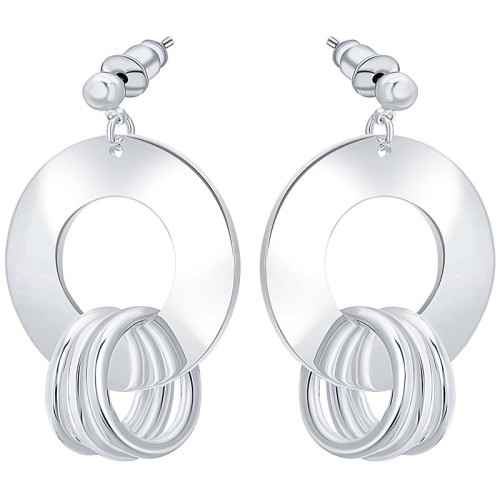 Boucles d'oreilles CERCLUNE Silver Pendantes ajourées Contemporain Argent Laiton argenté à l'argent fin