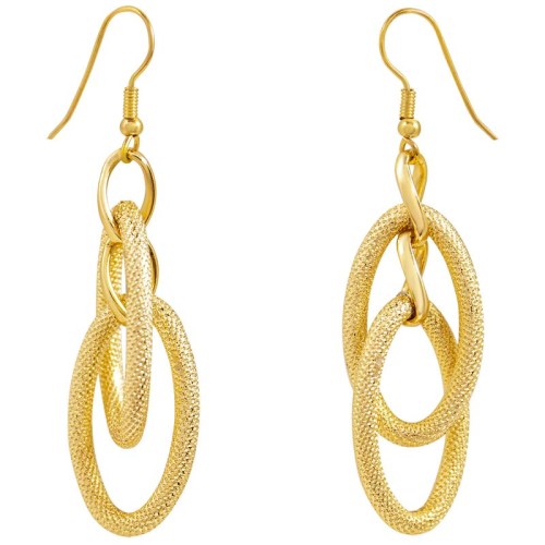 Boucles d'oreilles CHAINS SIMPLE Gold Pendantes ajourées Maillons de chaine ciselés Doré Laiton doré à l'or fin