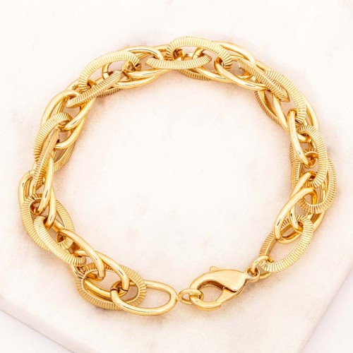 Bracelet CARLINE Gold Bracelet chaine souple Maille striée Doré Laiton doré à l'or fin