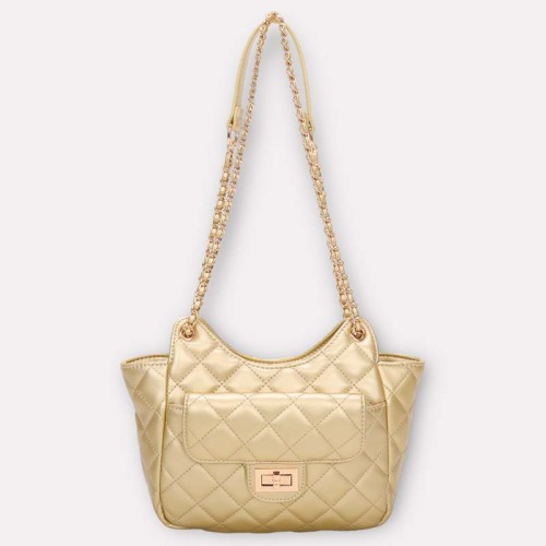 Maroquinerie CEGONA Gold Sac bandoulière quilted bag Lamé or Doré Cuir synthétique Laiton doré