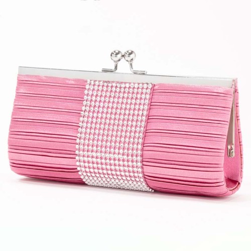 Maroquinerie WALLET Pink Silver pochette de soirée pavée porte-monnaie cristal Argenté et Rose Polyester Cristal