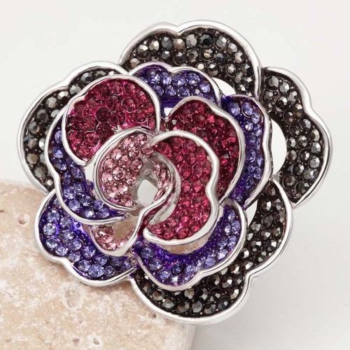 Bague FLOWER OF COUTURE AMETHYST Mauve Silver Cocktail pavé Fleur Argenté et Parme Rhodium Cristal autrichien