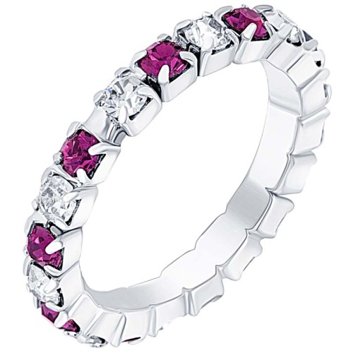 Bague ELENA Purple Silver Jonc pavé serti Bague de fiançaille Argenté et Violet Rhodium Oxydes de zirconiums sertis